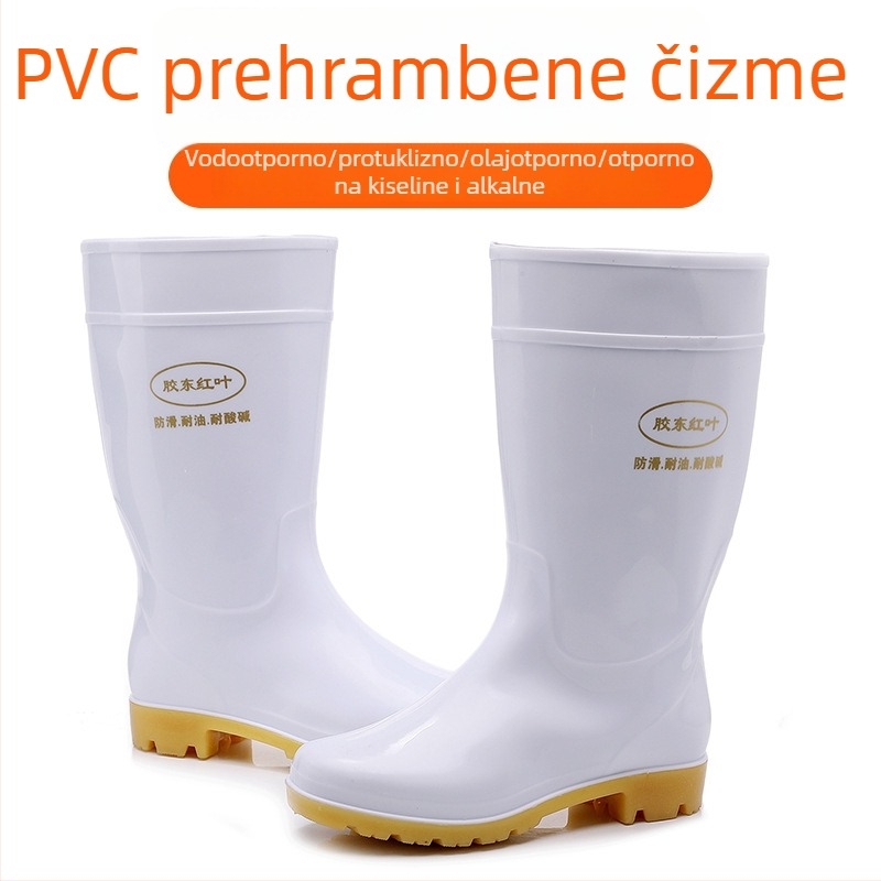 Unisex higijenske čizme za prehrambenu industriju – vodonepropusne, protuklizne, potplata od Beef Tendon, visok cilindar, plastični gornji dio