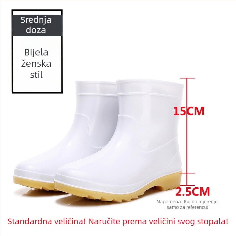 Unisex higijenske čizme za prehrambenu industriju – vodonepropusne, protuklizne, potplata od Beef Tendon, visok cilindar, plastični gornji dio