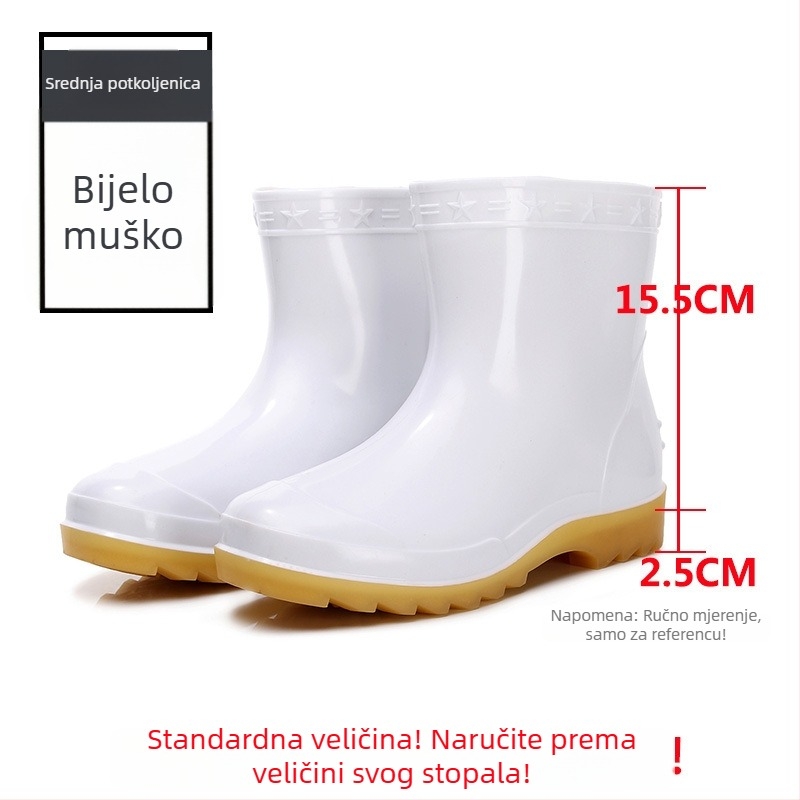 Unisex higijenske čizme za prehrambenu industriju – vodonepropusne, protuklizne, potplata od Beef Tendon, visok cilindar, plastični gornji dio