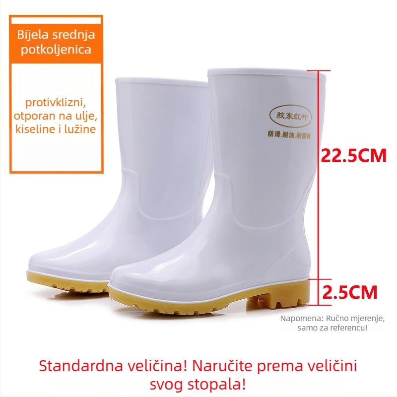 Unisex higijenske čizme za prehrambenu industriju – vodonepropusne, protuklizne, potplata od Beef Tendon, visok cilindar, plastični gornji dio