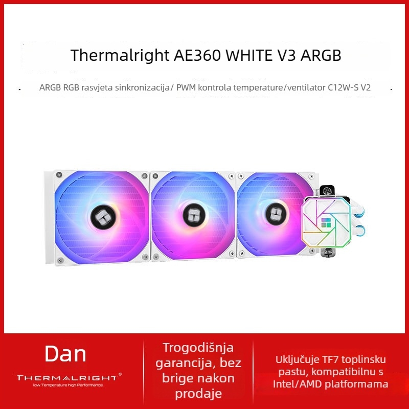 CPU hladnjak Aqua Elite 360 ARGB, vodeno hlađenje, ABS materijal, ležaj S-FDB, 1500 rpm, ≤25.6 dBA