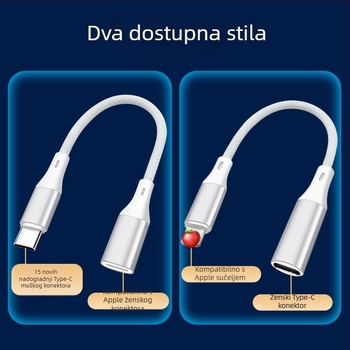 Digital Fox dvostrani punjački adaptor Lightning na USB-C za iPhone 15, Lightning ženski priključak na USB-C muški utikač