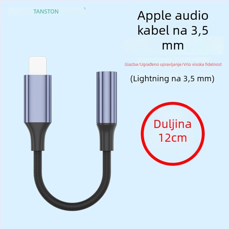 Adapter Lightning na 3,5 mm za Apple, model T7, marka Tianston