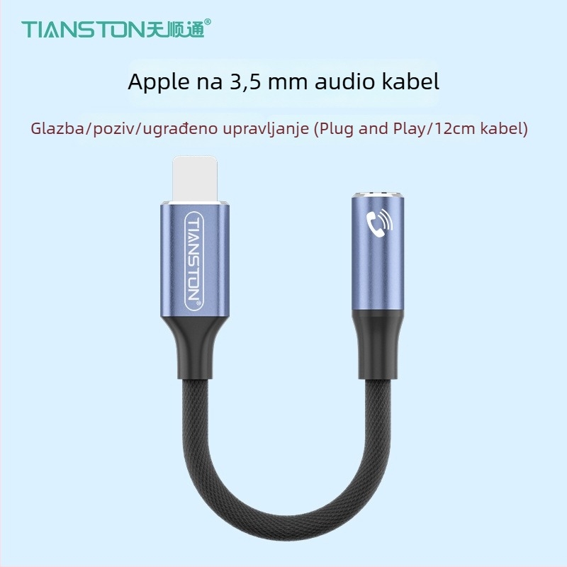 Adapter Lightning na 3,5 mm za Apple, model T7, marka Tianston