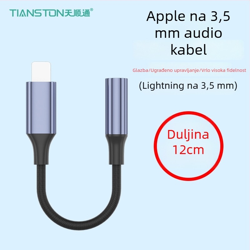 Adapter Lightning na 3,5 mm za Apple, model T7, marka Tianston
