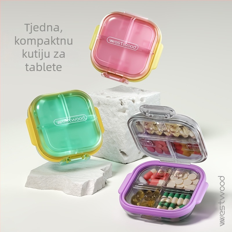 Tp-013 Prijenosna kutija za tablete, PP plast, velika kapaciteta, s odjeljcima, 7-dnevna organizacija lijekova