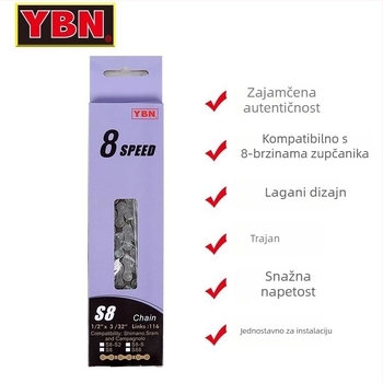 Lanac za bicikl za MTB i cestovna bicikla – YBN/Yabang, 8/9/10/11/12 brzina, 116-pitch, 500 kg naprezanje
