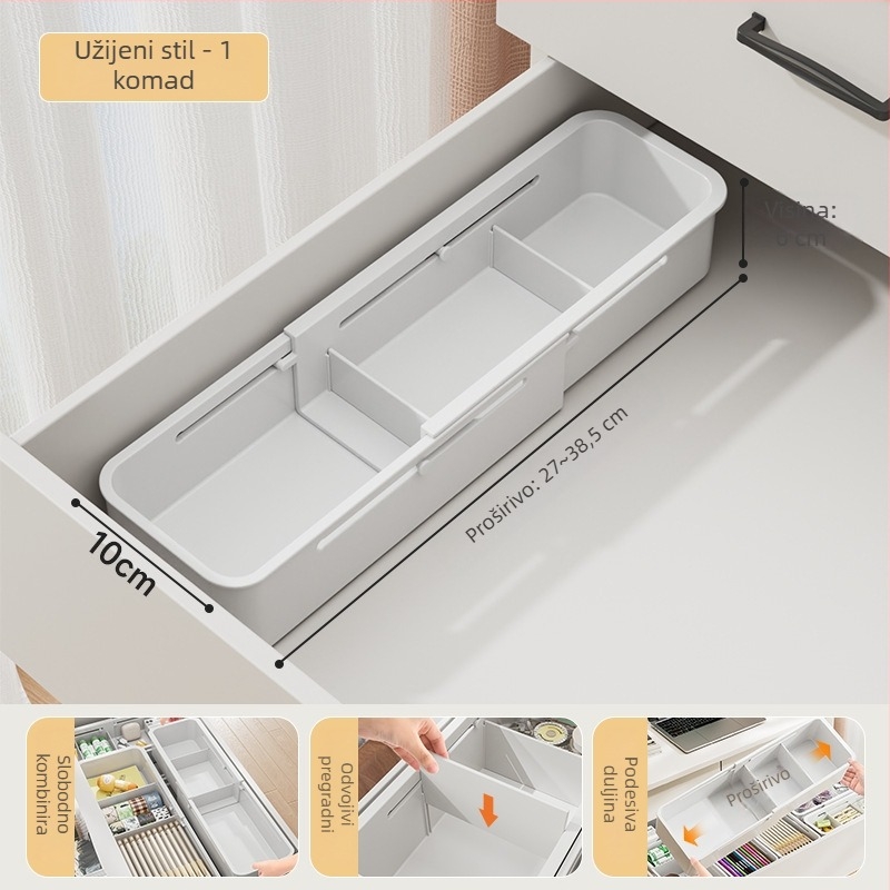 Kutija za skladištenje s pretincima – model 3078, PP materijal, 5 L kapacitet, moderni jednostavan stil (model 3078, PP, 5 L, pretinci)