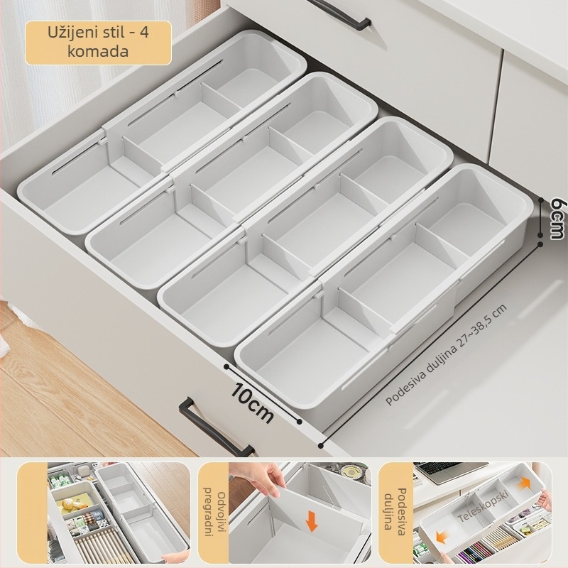 Kutija za skladištenje s pretincima – model 3078, PP materijal, 5 L kapacitet, moderni jednostavan stil (model 3078, PP, 5 L, pretinci)