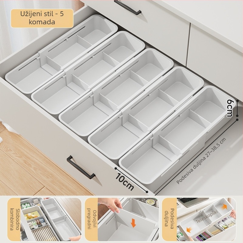 Kutija za skladištenje s pretincima – model 3078, PP materijal, 5 L kapacitet, moderni jednostavan stil (model 3078, PP, 5 L, pretinci)