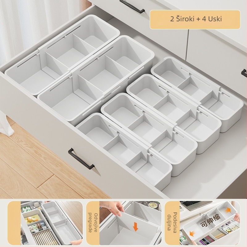 Kutija za skladištenje s pretincima – model 3078, PP materijal, 5 L kapacitet, moderni jednostavan stil (model 3078, PP, 5 L, pretinci)
