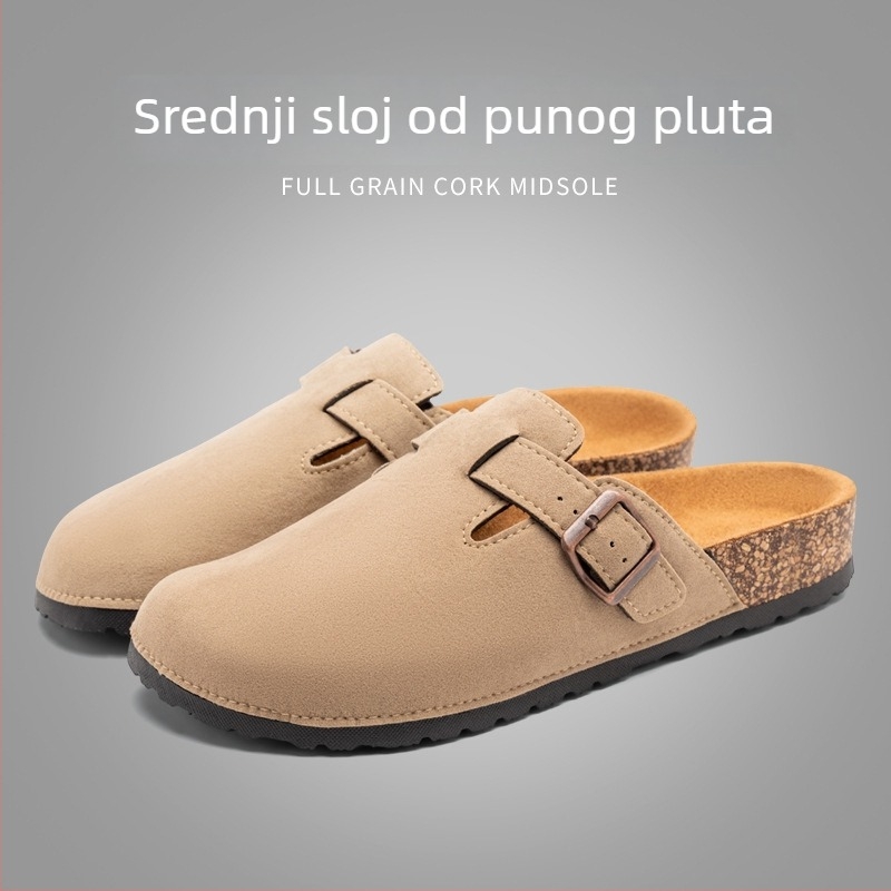 Muške sandale od pluta, slip-on, gornji dio od sintetičke kože, PVC đon, zatvoren vrh prsta, završna obrada Frosted Leather (Proljeće 2024)