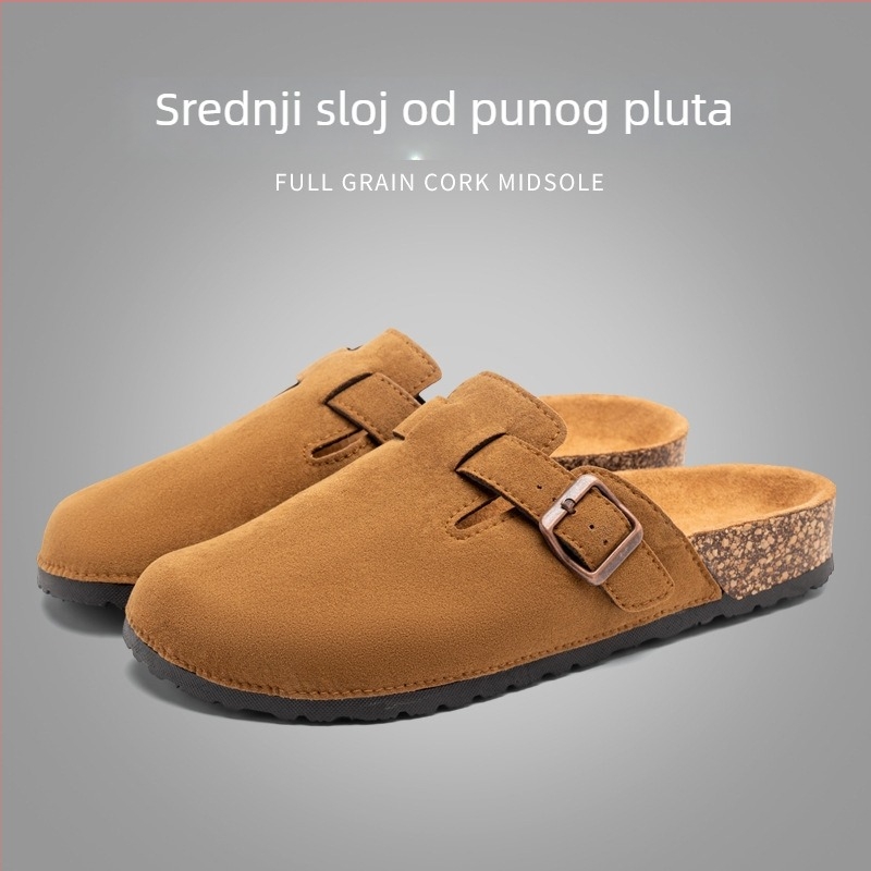 Muške sandale od pluta, slip-on, gornji dio od sintetičke kože, PVC đon, zatvoren vrh prsta, završna obrada Frosted Leather (Proljeće 2024)