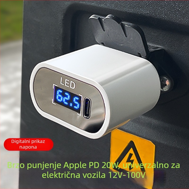 PD20W USB brzo punjenje za automobil s inline USB pretvaračem, univerzalno 12V/48V/60V/72V/100V