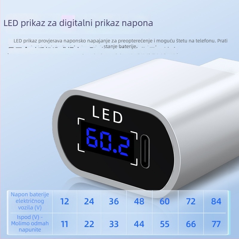 PD20W USB brzo punjenje za automobil s inline USB pretvaračem, univerzalno 12V/48V/60V/72V/100V