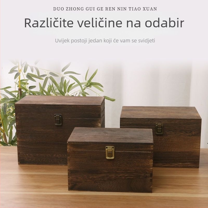Drvena stolna kutija za pohranu s poklopcem, 18 pretinaca, stil novog kineskog dizajna