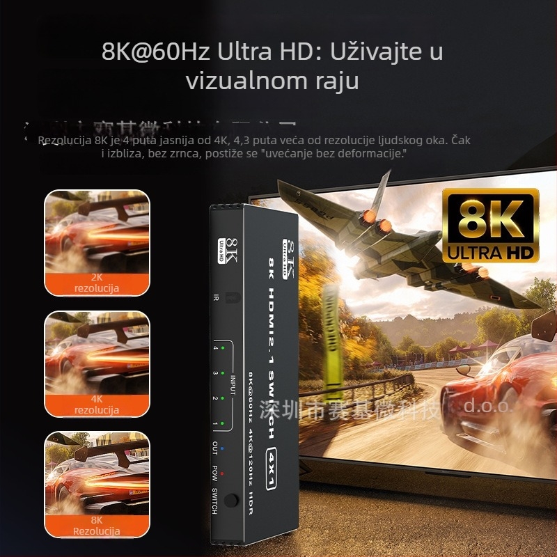 HDMI prekidač 3/4/5 ulaza na 1 izlaz, verzija 2.1, podržava 8K/4K120, model 16X01, Seki Micro