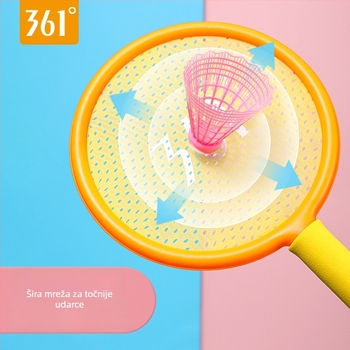 361 Degrees dječja badminton raketa – ABS okvir, najlonska žica, težina 75-79 g, drška G5, direktan udarac