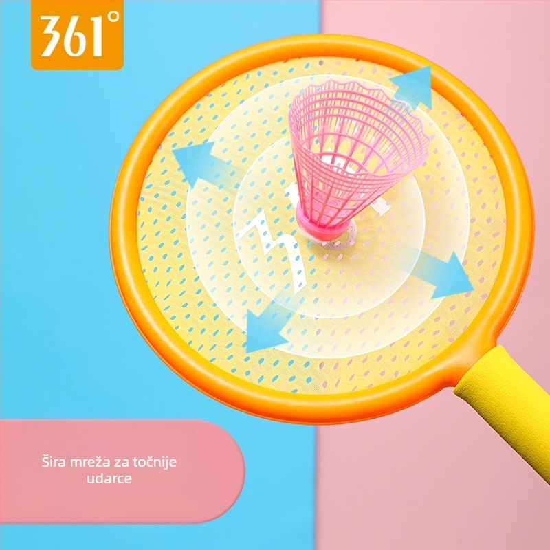361 Degrees dječja badminton raketa – ABS okvir, najlonska žica, težina 75-79 g, drška G5, direktan udarac