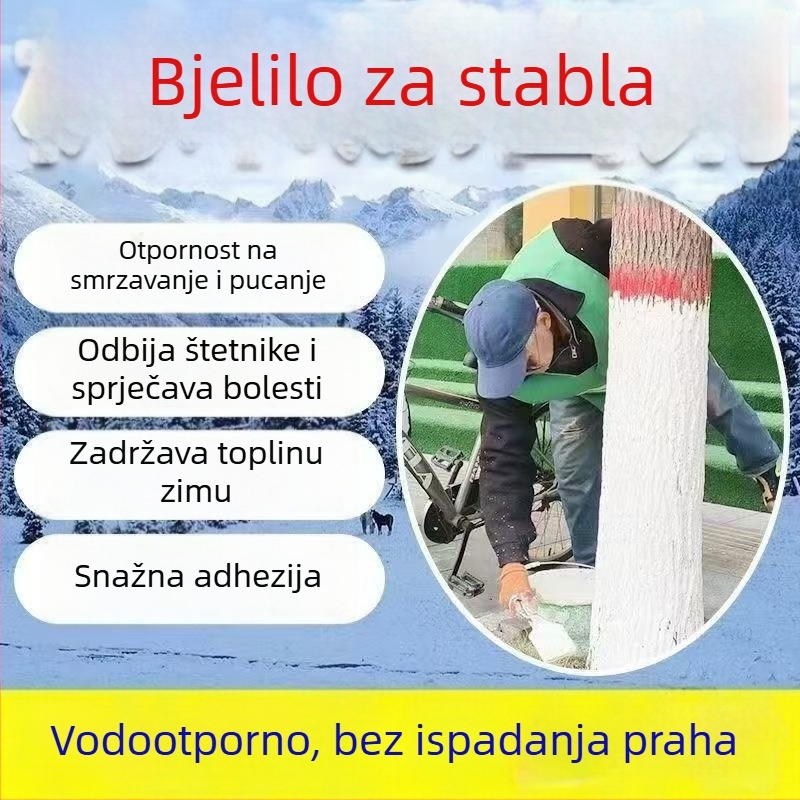 Bijelo sredstvo za deblo voćaka s vapnenim prahom za zaštitu od hladnoće, prevenciju bolesti i kontrolu štetnika