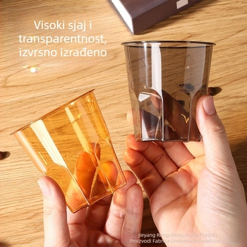 Jednokratna plastična čaša s osmerokutnim uzorom dijamantne sjene, kapacitet 101–200 ml; pogodna za kafiće, hladna pića i milk tea; moguć ispis logotipa; prilagodba; kutija 1000 komada
