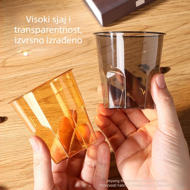 Jednokratna plastična čaša s osmerokutnim uzorom dijamantne sjene, kapacitet 101–200 ml; pogodna za kafiće, hladna pića i milk tea; moguć ispis logotipa; prilagodba; kutija 1000 komada