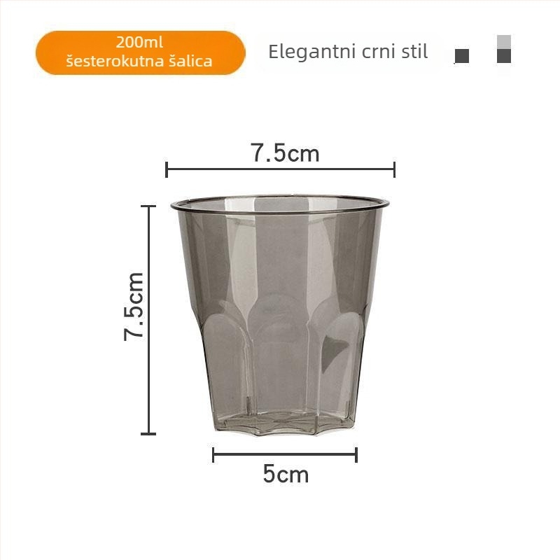 Jednokratna plastična čaša s osmerokutnim uzorom dijamantne sjene, kapacitet 101–200 ml; pogodna za kafiće, hladna pića i milk tea; moguć ispis logotipa; prilagodba; kutija 1000 komada