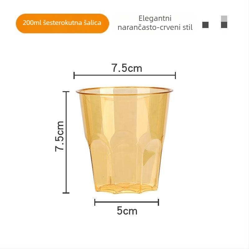 Jednokratna plastična čaša s osmerokutnim uzorom dijamantne sjene, kapacitet 101–200 ml; pogodna za kafiće, hladna pića i milk tea; moguć ispis logotipa; prilagodba; kutija 1000 komada