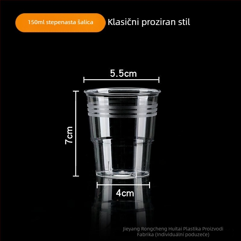 Jednokratna plastična čaša s osmerokutnim uzorom dijamantne sjene, kapacitet 101–200 ml; pogodna za kafiće, hladna pića i milk tea; moguć ispis logotipa; prilagodba; kutija 1000 komada