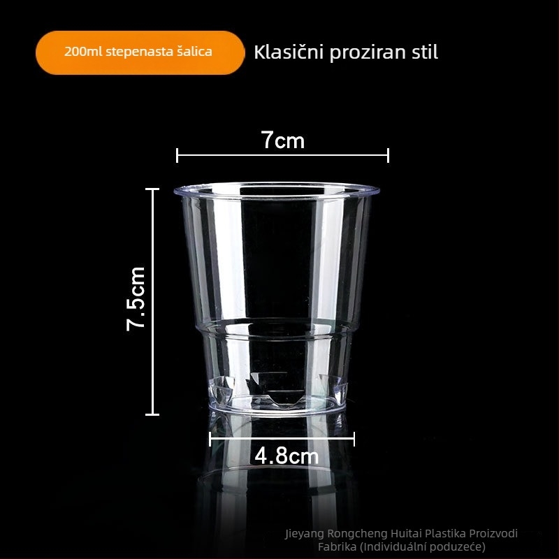Jednokratna plastična čaša s osmerokutnim uzorom dijamantne sjene, kapacitet 101–200 ml; pogodna za kafiće, hladna pića i milk tea; moguć ispis logotipa; prilagodba; kutija 1000 komada
