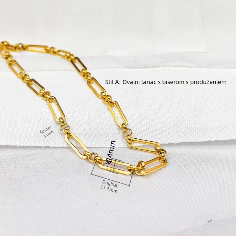 Square Jewelry nehrđajući čelik ovalni lanac s cvjetnim uzorkom, elektroplatiran, za DIY nakit – ogrlica i narukvica