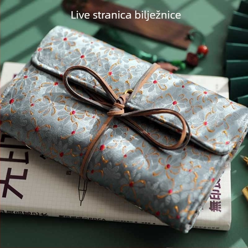 Bilježnica – ručno izrađena; set s listovima na slobodnim listovima; platnena korica; pričvršivanje binder; papir od sirove drvne pulpe, 40 g/m²; retro japanski stil