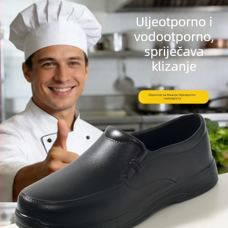 Muške vodootporne antisklizne kuhinjske cipele – lagane, prozračne radne cipele za kuhinju, Slip-On, gumena potplat