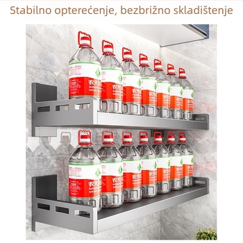 Zidni stalak za mikrovalnu pećnicu, rižar i pećnicu – ugljično čelična konstrukcija, bez ugradnje, višenamjenski kuhinjski organizator