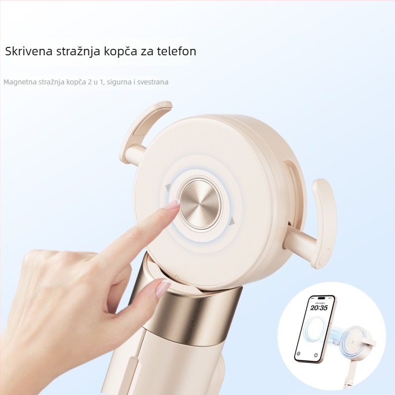 Selfie štap od aluminijske legure, Bluetooth daljinski upravljač, skriven držač za telefon, dvostruka magnetska pričvršćivanja, proširivi podni stativ