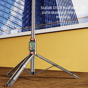 Stabilizator za selfie s antišokom, Bluetoothom, LED osvjetljenjem, daljinskim upravljanjem