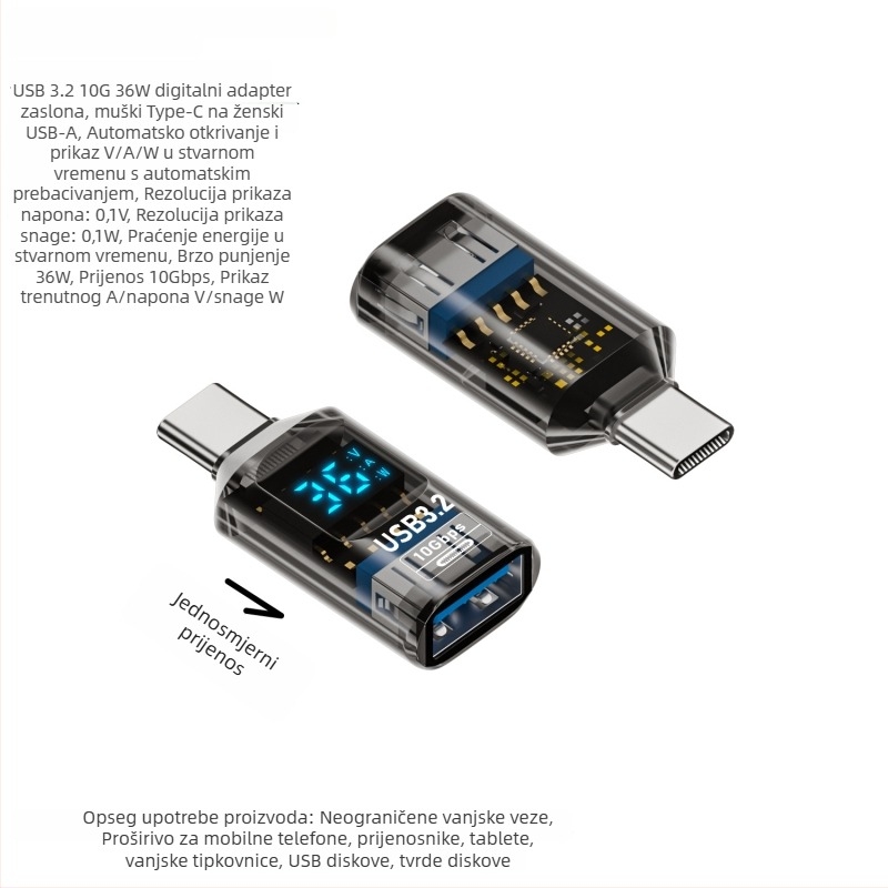 USB digitalni zaslon adapter za prikaz napona, struje i snage – Tanigawa Adapter-usb digital display, univerzalni OTG-kompatibilan