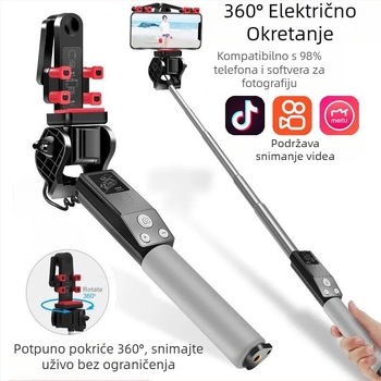 Bluetooth bežični selfie štap s 360° električnom rotacijom, panoramsko snimanje, od nehrđajućeg čelika