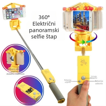 Bluetooth bežični selfie štap s 360° električnom rotacijom, panoramsko snimanje, od nehrđajućeg čelika