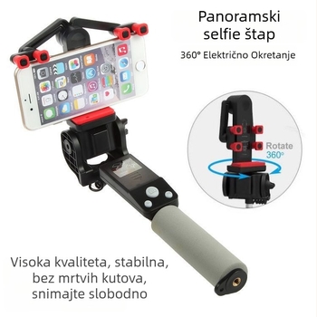 Bluetooth bežični selfie štap s 360° električnom rotacijom, panoramsko snimanje, od nehrđajućeg čelika