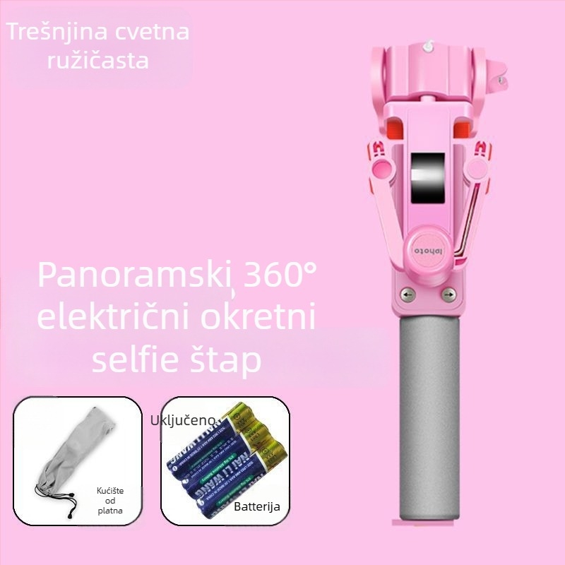 Bluetooth bežični selfie štap s 360° električnom rotacijom, panoramsko snimanje, od nehrđajućeg čelika