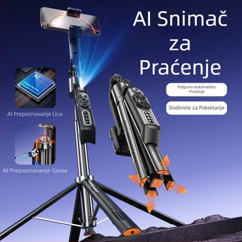 Q575TK Selfie štapić s praćenjem lica, stabilizacijom protiv podrhtavanja, proširiv za pametni telefon, daljinsko upravljanje i rasvjeta
