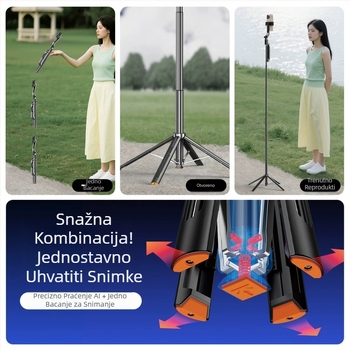 Q575TK Selfie štapić s praćenjem lica, stabilizacijom protiv podrhtavanja, proširiv za pametni telefon, daljinsko upravljanje i rasvjeta