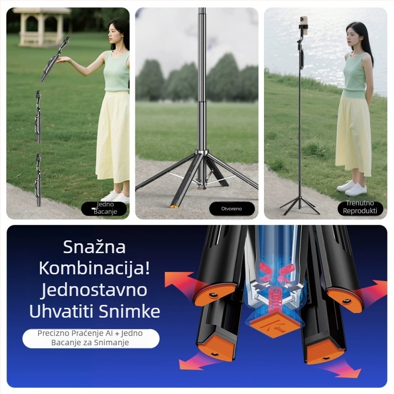 Q575TK Selfie štapić s praćenjem lica, stabilizacijom protiv podrhtavanja, proširiv za pametni telefon, daljinsko upravljanje i rasvjeta