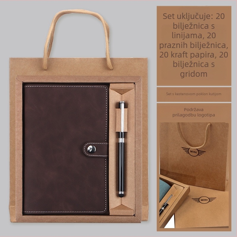 Bilježnica Lixi, kožna navlaka od umjetne kože, slobodni listovi, Daolin papir 100 g/m², 80 stranica