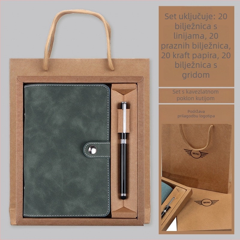 Bilježnica Lixi, kožna navlaka od umjetne kože, slobodni listovi, Daolin papir 100 g/m², 80 stranica