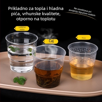 Jednokratne PS čaše, avijacijskog stila, okrugli oblik, kapacitet 30–480 ml, moguć ispis logotipa, mikrovalna pećnica nije pogodna