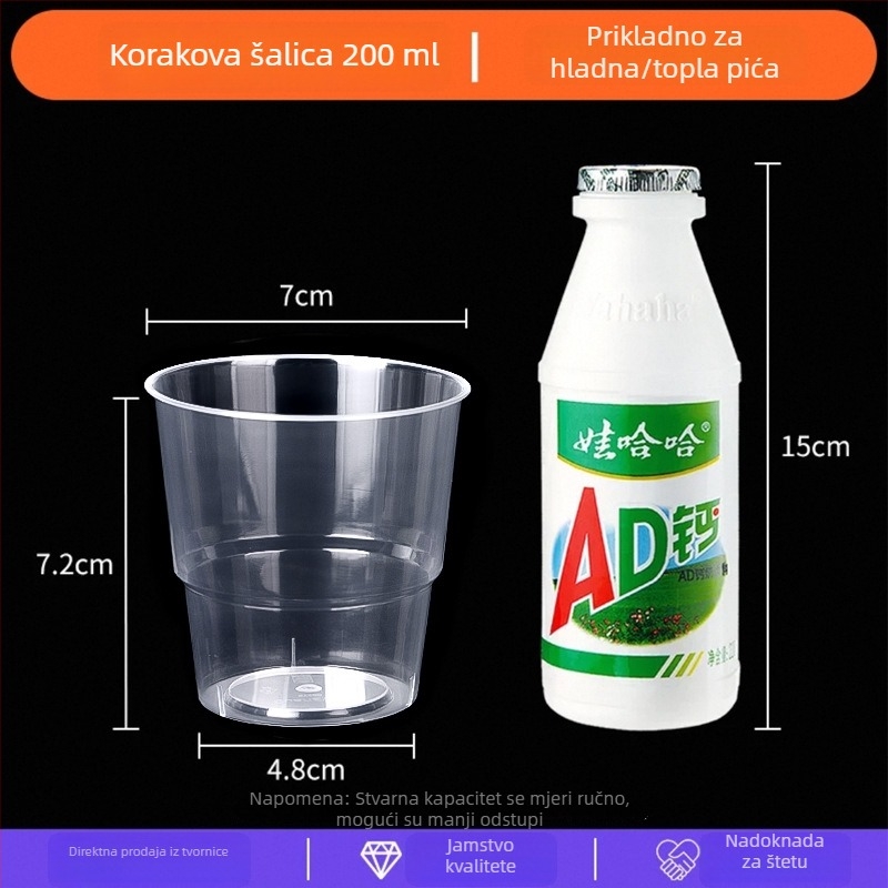 Jednokratne PS čaše, avijacijskog stila, okrugli oblik, kapacitet 30–480 ml, moguć ispis logotipa, mikrovalna pećnica nije pogodna