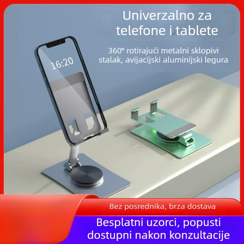 Stolni držač za telefone i tablete, aluminijska legura, univerzalan, višefunkcionalan, s mogućnošću prilagođavanja