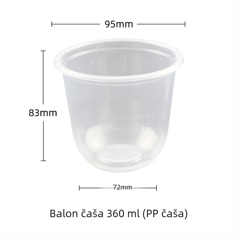 Jednokratna U-oblik desert čašica, proziran PET plast, kapacitet 401–500 ml, mogućnost prilagodbe obrade